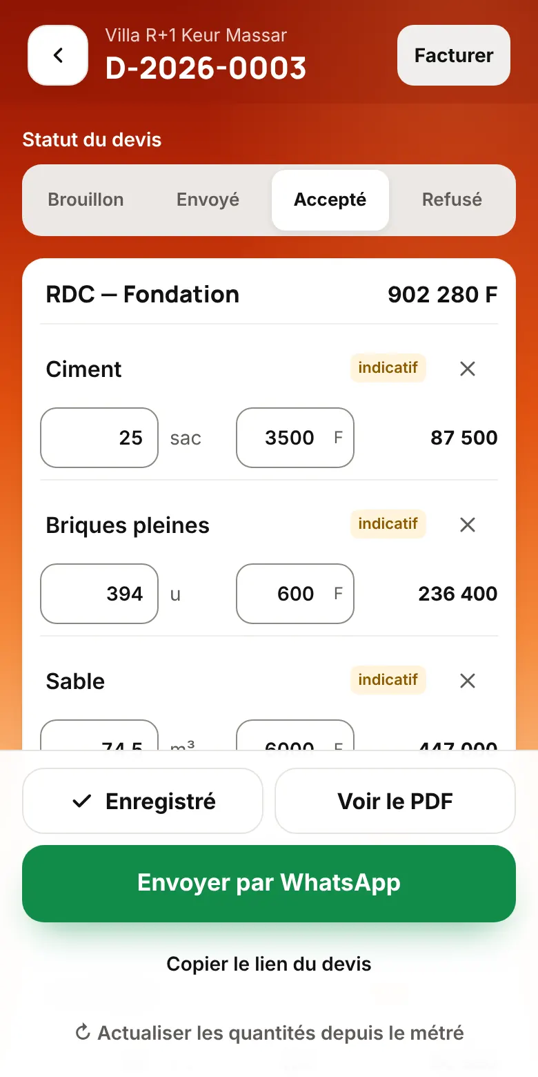 Écran de SenBaoBat : gagnez plus de chantiers